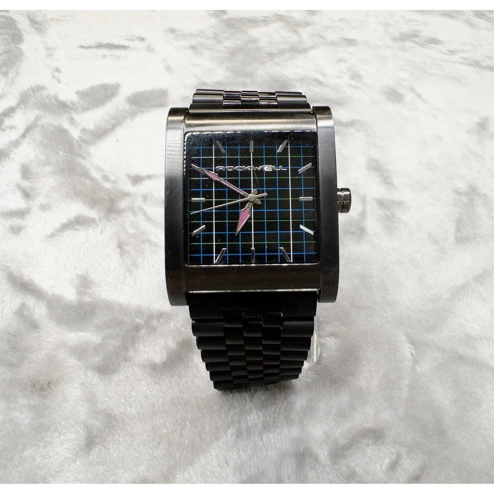 Rockwell Time The Rook 38mm Mens Watch New Band And Battery Grid Pattern Dial